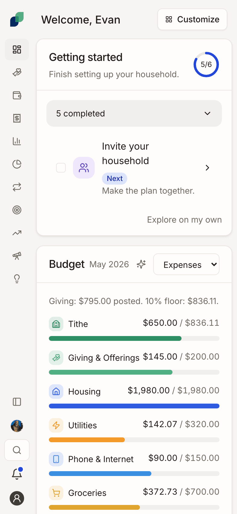 Sample UniFi household dashboard in a phone browser